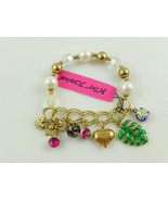 BETSEY JOHNSON Gold tone Faux PEARL CHARM BRACELET - 7 inches - NWT - FR... - £31.89 GBP