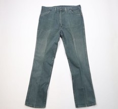 Vintage 90s Wrangler Mens Size 36x34 Distressed Wide Leg Denim Jeans Green USA - £40.66 GBP