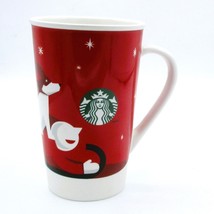 Starbucks 2011 Holiday Mug Boy On Sled And Dog 16 Oz  Red - $13.86