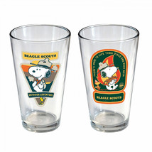 Peanuts Beagle Scouts Badges 16 oz Pint Glass 2-Pack Clear - £22.78 GBP