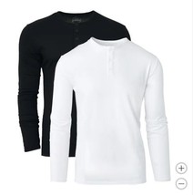 True Classic Mens T-Shirt Black White 2-Pack Long Sleeves Henley Bicep-H... - $68.99