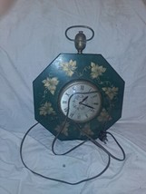 SESSIONS Electric Clock Model W Green  Floral Painted - $46.74