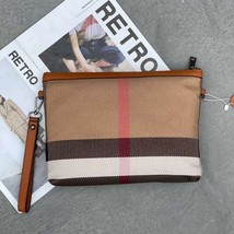 New Fashion Luxury Women Clutch Bag Classic Stripes Canvas Leather Female Should - £233.57 GBP