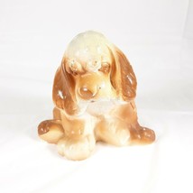 Plaster Dog Brown Chalk Vintage Figurine - £17.20 GBP