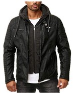 Red Bridge Men&#39;s Faux Leather Jacket Biker Jacket with Hood 2in1 2019 - $149.99