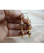 (EE600-444) 12 mm Red pink flower CLOISONNE 2 bead dangle EARRINGS Jewelry - €19,83 EUR