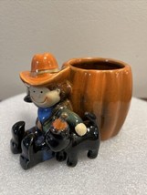 Yankee Candle Halloween Kids Cowboy Pumpkin and Black Cat Candle Holder NEW - £14.28 GBP