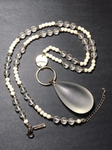 White House Black Market Sea Glass Semi Precious Teardrop Pendant Necklace 30” - £23.92 GBP