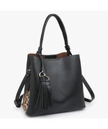 Olivia Animal Print Contrast Hobo Black Leopard - $45.54