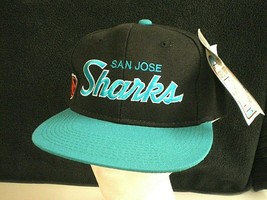 San Jose Sharks Vtg Nhl Center Ice Sports Specialties Script Snapback Hat (Nwt) - £135.85 GBP