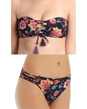 NWT NANETTE LEPORE 10 bikini swimsuit bathing suit floral strappy bandeau 2 pc - £75.87 GBP