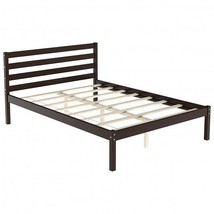 Full Size Bed frame Foundation with Solid Wooden Slat Suppor - Color: Espresso - - £164.78 GBP