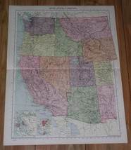 1940 Original Vintage Wwii Map Of Western Usa California Montana Arizona Oregon - £16.99 GBP