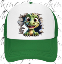 Baby Dinosaur Hat Adjustable Snapback Trucker Hat Cute Baby Dino Happy Dinosaur - £7.52 GBP