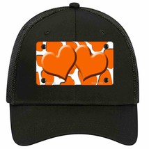 Orange White Giraffe Orange Centered Hearts Novelty Black Mesh License Plate Hat - £23.31 GBP