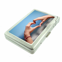 Heart Hands Em1 100&#39;s Size Cigarette Case with Built in Lighter Metal Wallet - £17.37 GBP