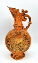 Vintage MCM 11&quot; Orange French Parisian Art Pottery Pitcher Signed Davis 1965 - £39.41 GBP