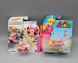 Hot Wheels MARIO KART Toadette Pink Birthday Girl &amp; Princess Peach Chara... - $14.50