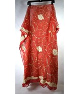 Antique Beads Gota Work Indian Cut Saree Sari Party Wear Dress Orange Red - $216.64 CAD