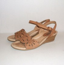 EARTH Women&#39;s ORCHID Sand Brown Leather Wedge Slingback Sandals Size 7.5... - £15.72 GBP