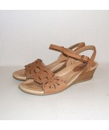 EARTH Women&#39;s ORCHID Sand Brown Leather Wedge Slingback Sandals Size 7.5... - £15.72 GBP
