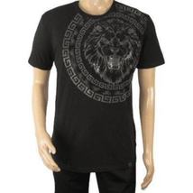 Mens PLATINI Sports Shirt With Rhine Stones Lion Medallion Chain SS3612 Black image 5
