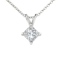 1/2ct Princess Cut Real Diamond Pendant White Gold New - $500.49