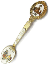 Vintage Spoon Hong Kong Souvenir Collector Brass Plated Enamel - £19.60 GBP