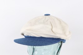 NOS Vtg 90s Rockabilly Blank Canvas Denim Peaky Blinders Hat Cap Cream OSFA USA - £54.40 GBP