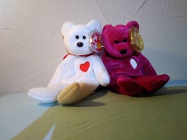 Ty Beanie Babies Valentino and Valentina Valentine&#39;s Day Couple Love Bears - £24.14 GBP