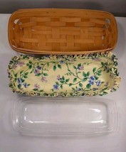 Vintage 1999 Longaberger Basket &amp; Floral Liner &amp; Protector, 11.5&quot; L x 5&quot; W - $15.85