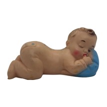 Vintage Rubber Squeaker 1960s Sleeping Baby Toy With Blue Pillow - $444.22 MXN