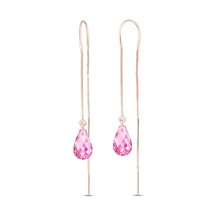Galaxy Gold GG 14k Rose Gold Threaded Dangle Earrings with Pink Topaz - £205.23 GBP+