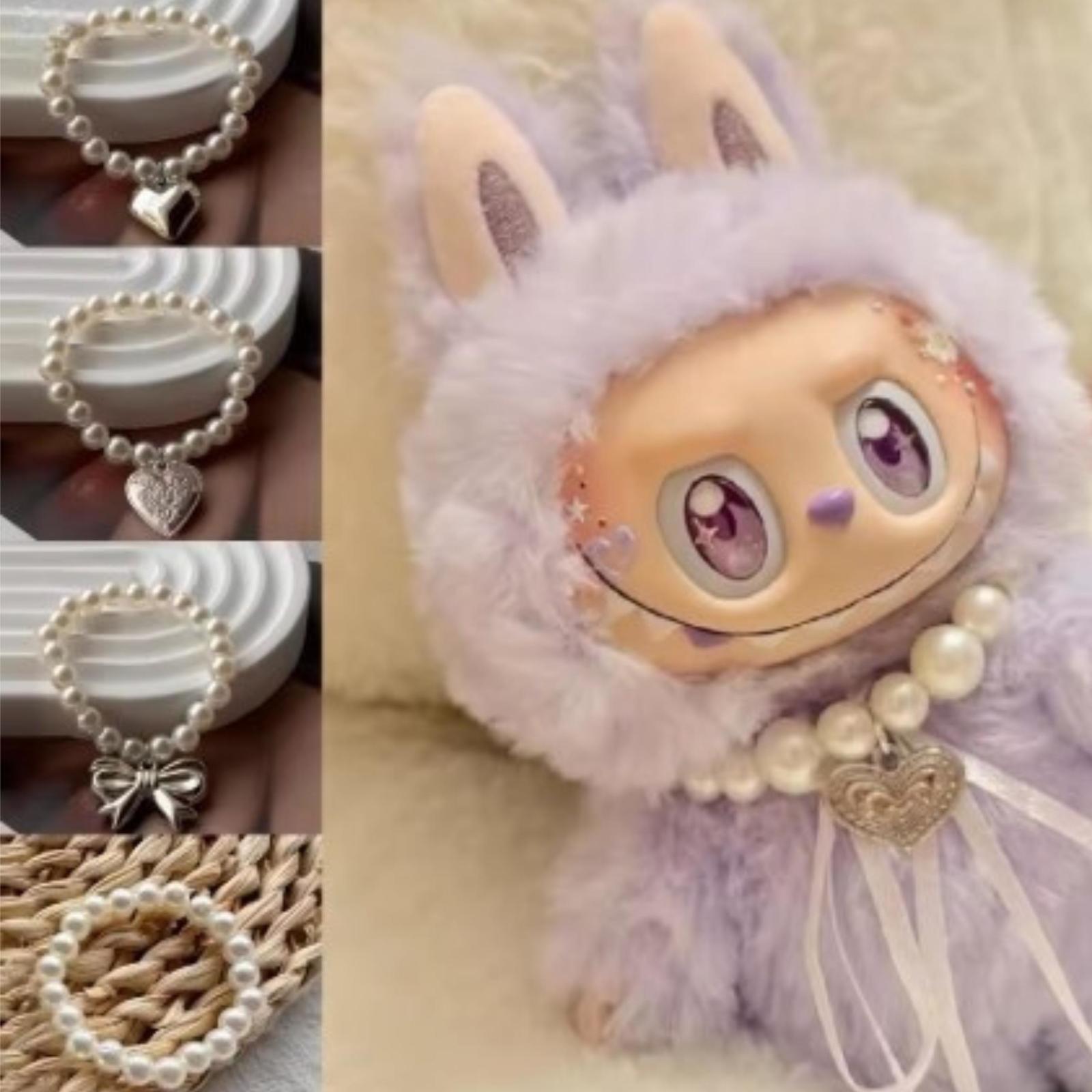 Elegant Pearl Pendant Necklace for Labubu Doll, Pearl Necklace Chain for... - $13.66