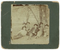 Circa 1880&#39;S Named Cabinet Card 6 Affectionate Men Lounging Resting In Forest - £29.16 GBP