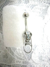 Zipper Pull with Baby Blue Crystals Solid One Piece 14g Bellyy Ring Nave... - $4.99