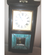Antique SEIKOSHA wall clock made in Japan with Stain Glass lower panel - $229.89