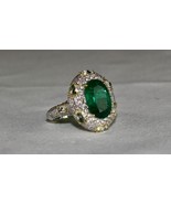Certified Natural Zambia Emerald Oval Cut RoseCut Diamond 18K Gold Cockt... - $28,000.29 CAD