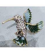Austrian Crystal on Enamel Beautiful Hummingbird Brooch - £8.61 GBP