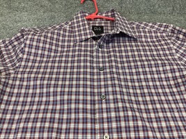 Jos A Bank Button Up Shirt Mens Medium Travelers Tailored Fit Plaid Long... - $15.83