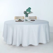 Silver 108&quot;&quot; Round Premium Faux Burlap Polyester Tablecloth Wedding Linens Gift - £28.88 GBP