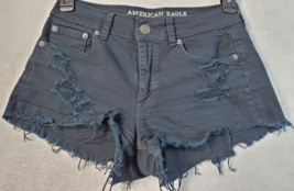 American Eagle Outfitters Shorts Womens Size 4 Black Denim Distressed Pockets - £11.15 GBP