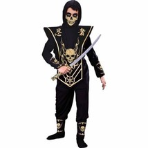 NEW Skull Ninja Costume Halloween Boy Medium 8 Shirt Pants Tunic Mask Bl... - £9.19 GBP