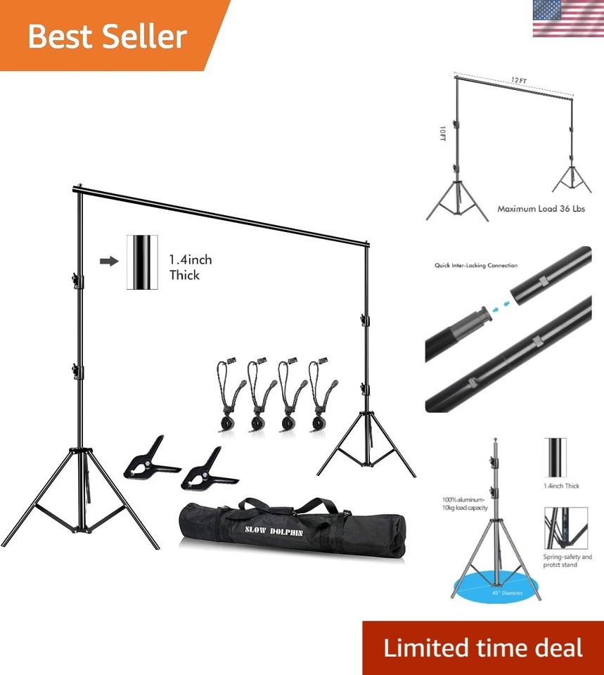 Heavy Duty 12ft Adjustable Photography Backdrop Stand with Carry Bag - P... - $133.79