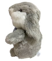 Pier One Soft Gray Bunny Rabbit W/Blue Plaid Neck Bow &amp; Ears Plush - 10&quot;  - £14.50 GBP