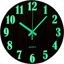 12 Inch Luminous Wall Clock Silent Wooden Design Night Lights round Wall Clock - £21.57 GBP