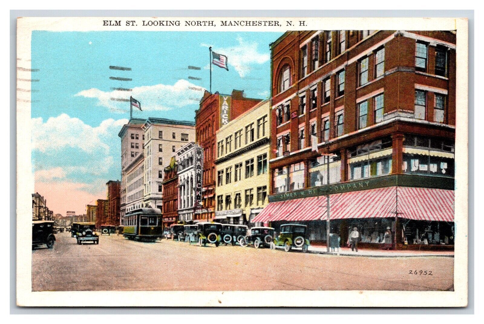 Primary image for Elm Street View Looking North Manchester New Hampshire NH WB Postcard H20