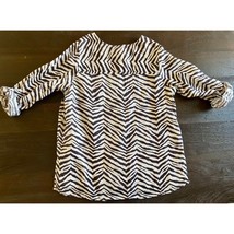 Tahari Plus Size 100% Linen Animal Print Zebra Print Tunic With Roll Tab... - £19.71 GBP