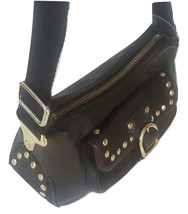 authentic escada women brown small handbags with gold stud  - $120.00