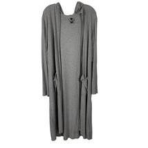 Torrid Sleep Line Womens Robe Size 3X 4X Gray Open Front Long Hooded Pockets - £20.14 GBP